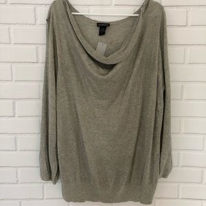 LANE BRYANT Gray Metallic Cold Shoulder Top NEW